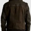Mitchell Brown MA-1 Shearling Collar Bomber Leather Jacket Back