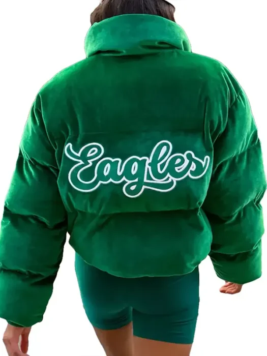 Philadelphia Eagles Velvet Puffer Jacket Back