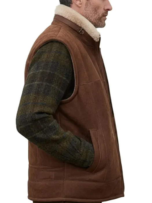 Premium Mens Brown Shearling Leather Jacket