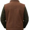 Premium Mens Brown Shearling Leather Jacket Back