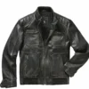 Rub-off leather jacket