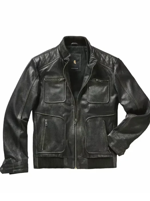 Rub-off leather jacket