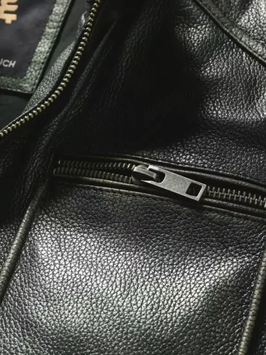 Rub-off leather jacket Zipper