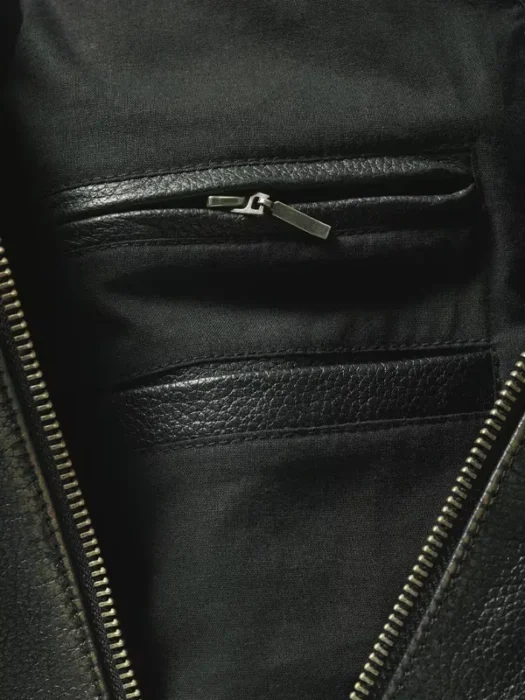 Rub-off leather jacket inside