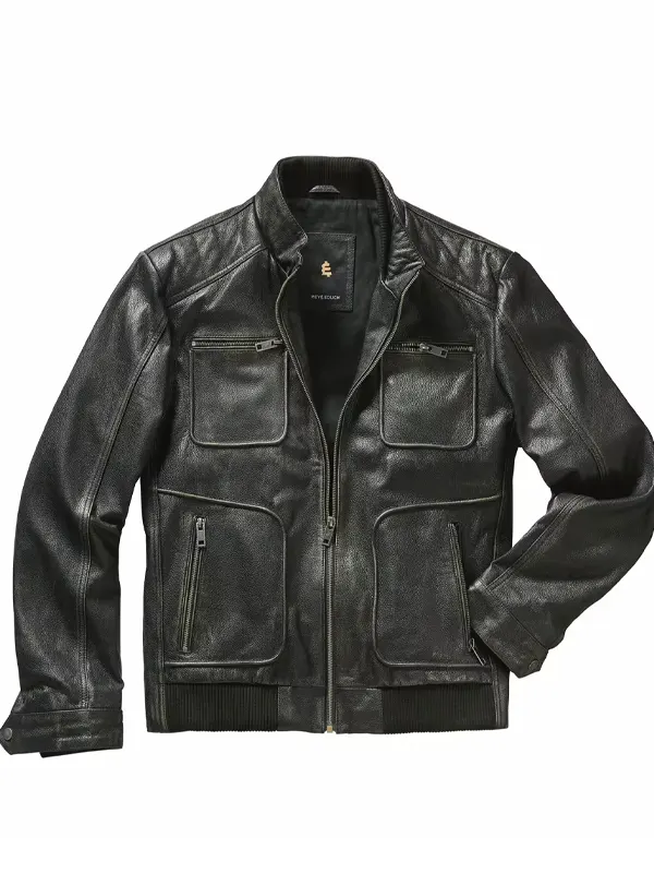 Rub-off leather jacket