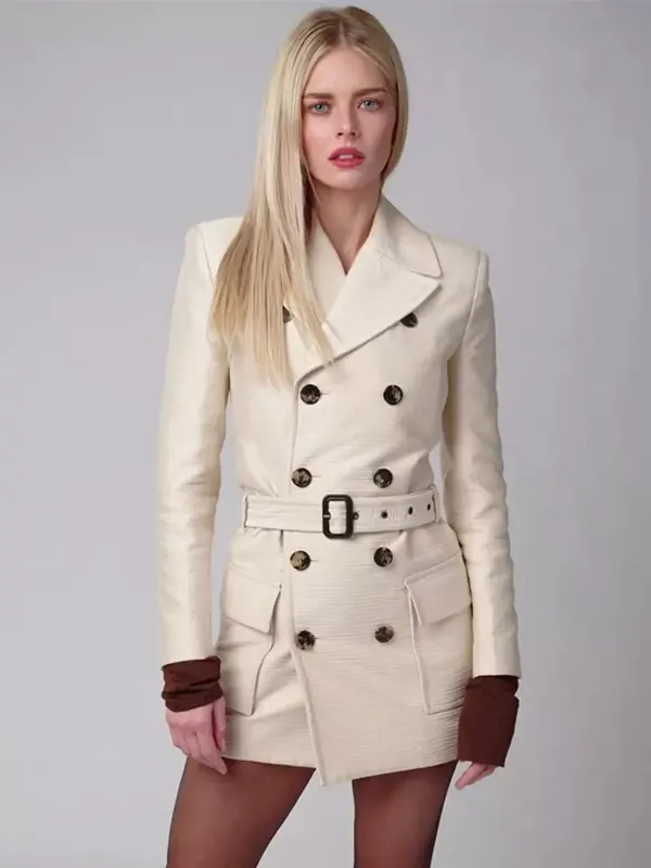SXSW Festival Samara Weaving Beige Coat