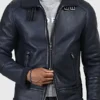 Taylor Blue B-3 Blue Bomber Shearling Leather Jacket