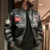 Viagra Racing Drake Black Leather Jacket