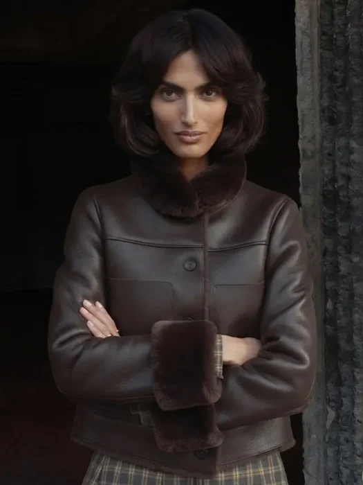 WOMEN BROWN FAUX FUR JACKET