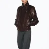 WOMENS FAUX BROWN LEATHER JACKET