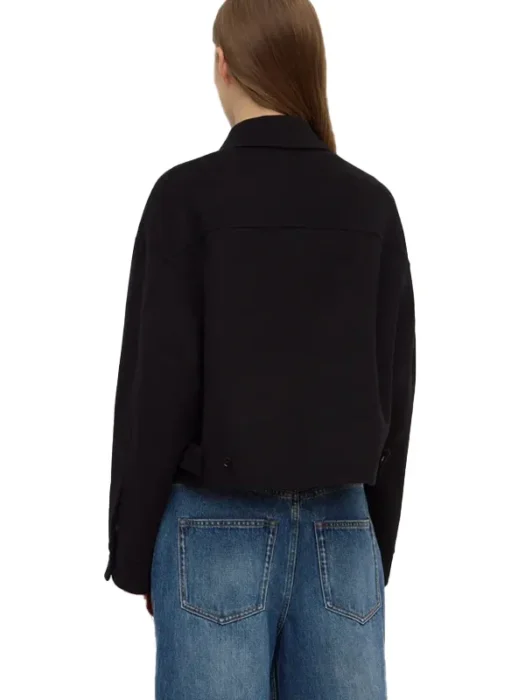 Womens Black Wool Jacket Back