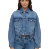 Womens Cropped Blue Denim Jacket