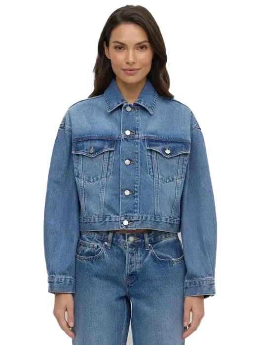 Womens Cropped Blue Denim Jacket