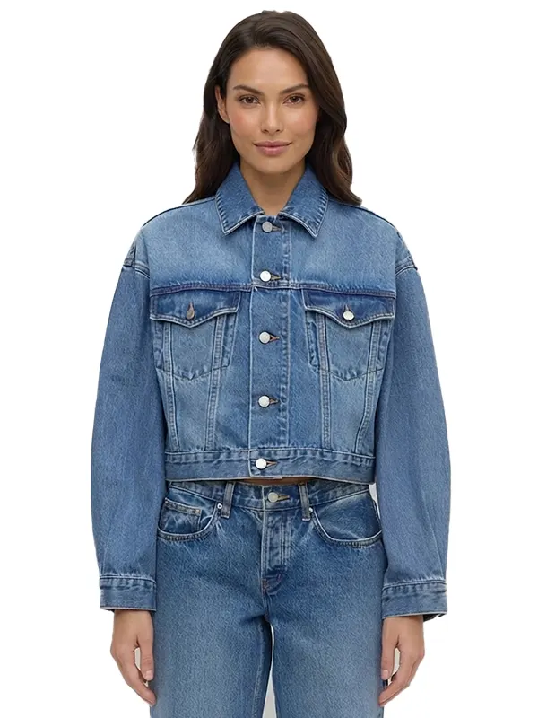 Womens Cropped Blue Denim Jacket