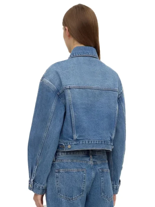 Womens Cropped Denim Jacket Back