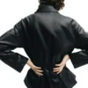 Womens Faux Leather Black Jacket Back