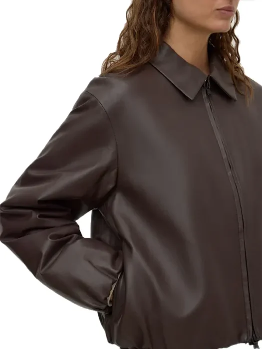 Womens Leather Bomber Jacket