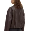 Womens Leather Bomber Jacket Back