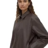 Womens Leather Chocolate Bomber Jacket