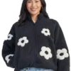 Womens Sherpa White Flower Jacket