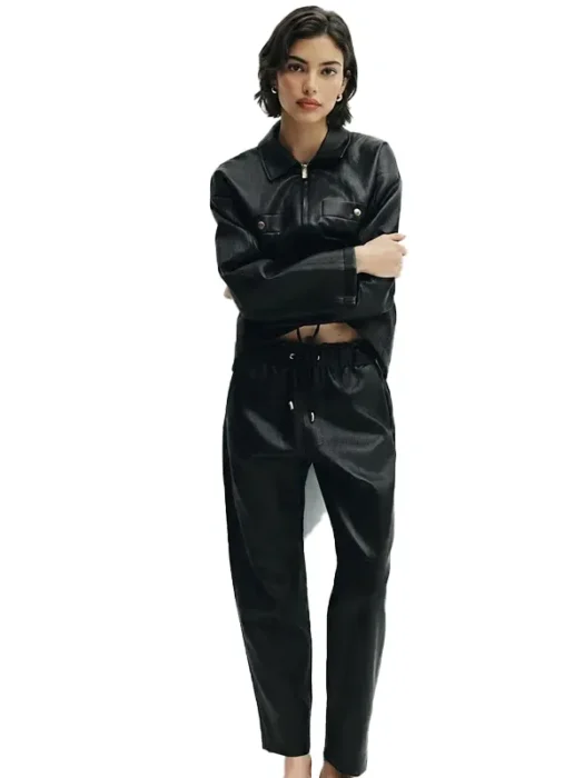 Womens Stylish Black Faux Leather Jacket