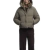 Womens Taupe Puffer Jacket