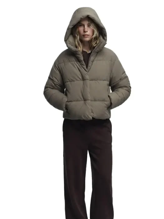 Womens Taupe Puffer Jacket