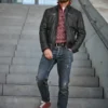 mens Rub-off leather jacket