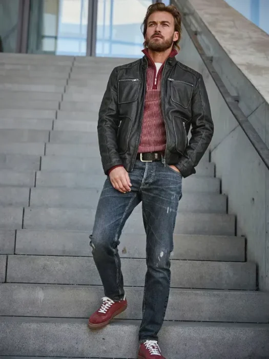 mens Rub-off leather jacket