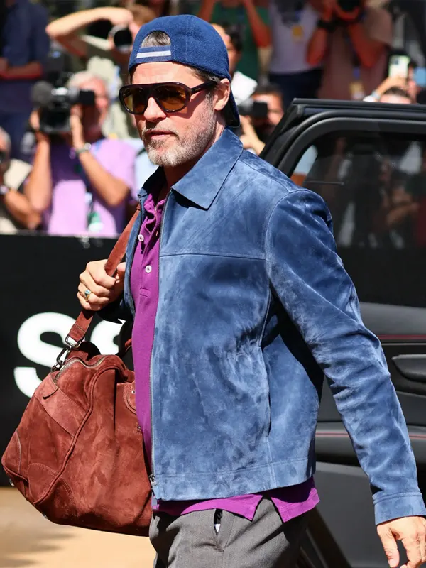 74th Film Festival 2026 Brad Pitt Suede Leather Jacket