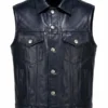 Asake Black Leather Vest