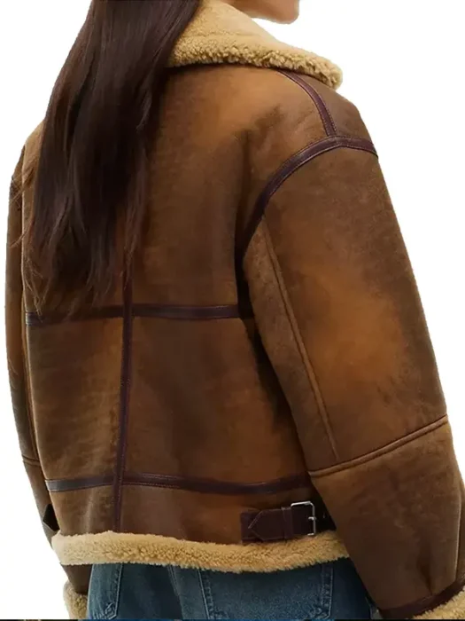 Aviator Gigi Hadid Brown Jacket Back