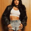 Boots Campaign Becky G Black Leather Jacket