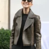 Celine Dion Crocodile Textured Leather Jacket