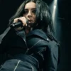 Charli XCX Performing Outside Lands Black Biker Coat