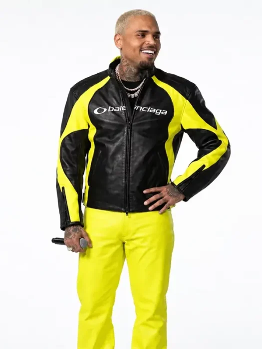 Chris Brown Yellow Leather Jacket