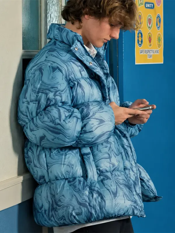 Geek Girl S01 Student Puffer Blue Jacket