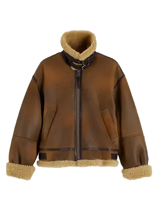 Gigi Hadid Aviator Brown Jacket