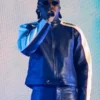 God We Trust Tour 2026 Asake Blue Leather Jacket