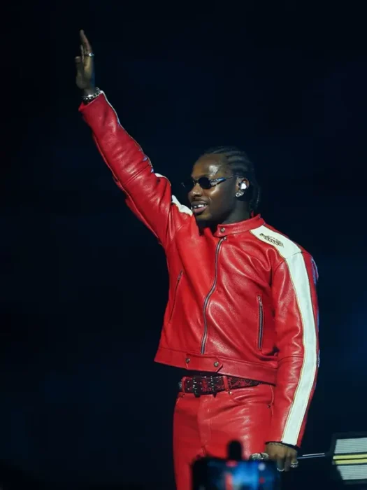 God We Trust Tour Asake Red Leather Jacket