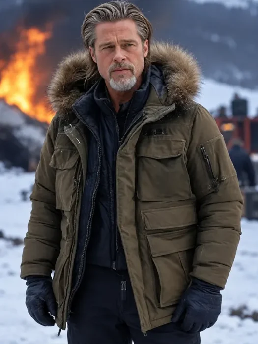 Heart of the Beast Brad Pitt Brown Parka Jacket