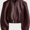 Honest Renovations S04 Lizzy Mathis Burgundy Leather Jacket