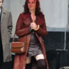 Ink Brown Leather Trench Coat