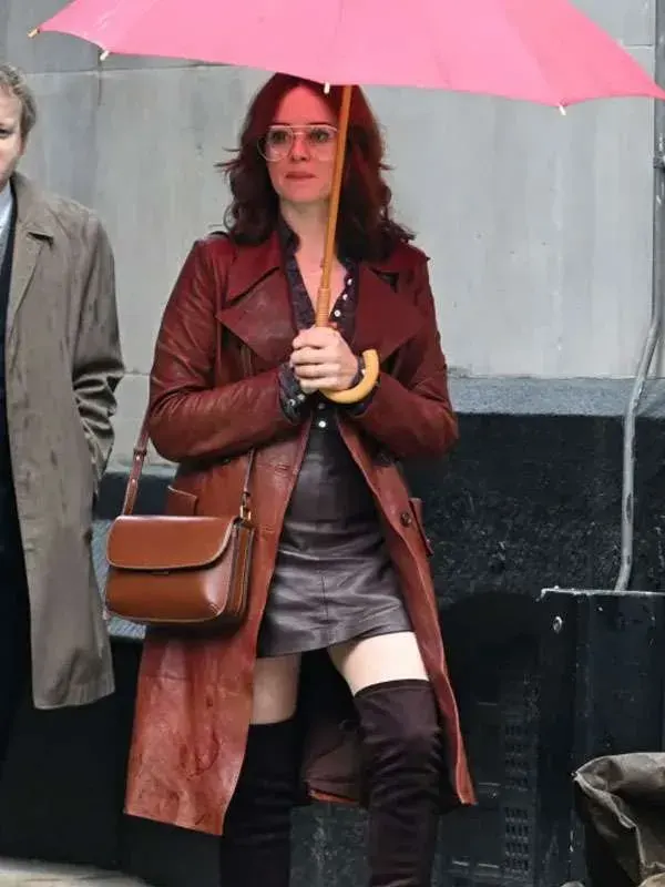 Ink Brown Leather Trench Coat
