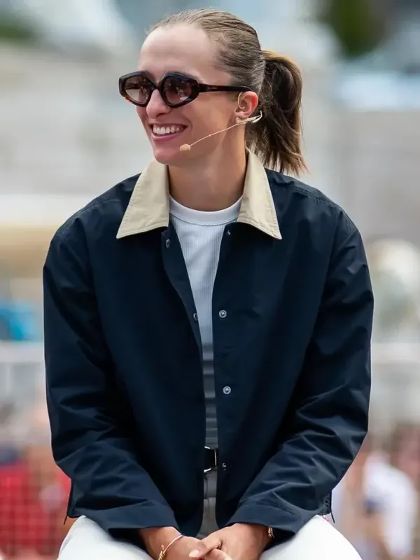 Italian Draw Ceremony Iga Świątek Navy Blue Cotton Jacket