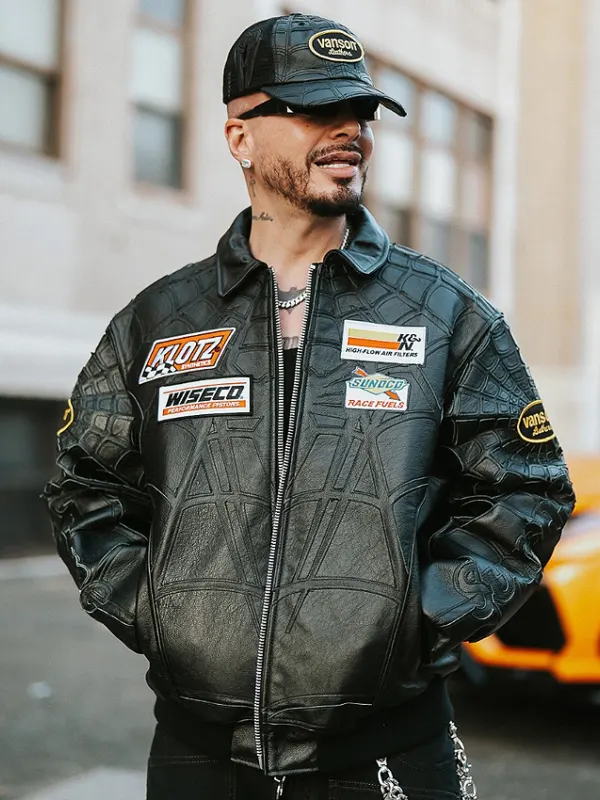 J Balvin Spider Leather Black Jacket