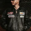 J Balvin Spider Web Black Leather Jacket