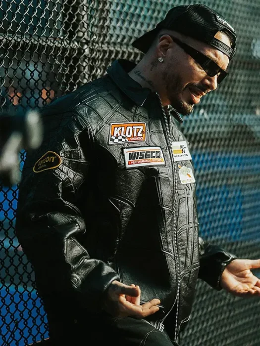 J Balvin Spider Web Leather Black Jacket