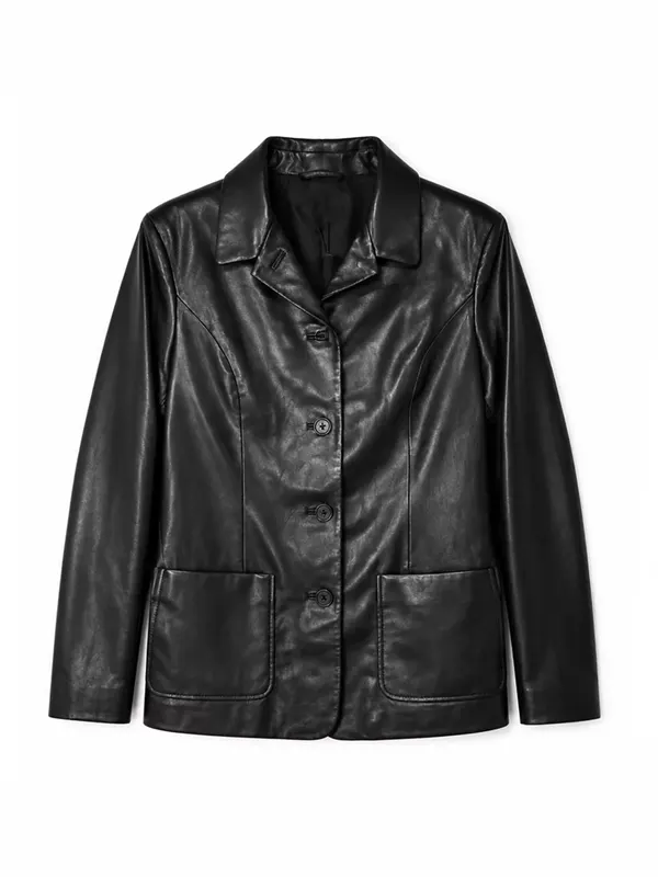 Leanne S02 Kristen Johnston Black Leather Blazer