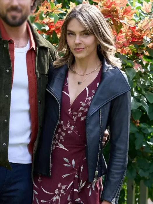 Love Finds You 2026 Aimee Teegarden Black Leather Jacket
